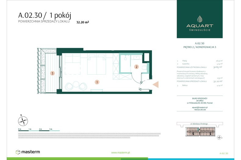 Apartament wakacyjny 32,20 m², piętro 2, oferta nr A/02/30