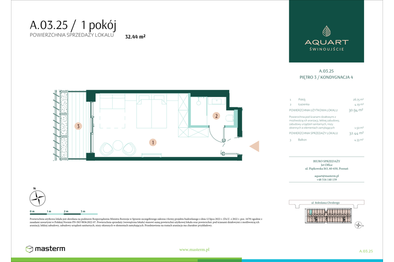 Apartament wakacyjny 32,44 m², piętro 3, oferta nr A/03/25