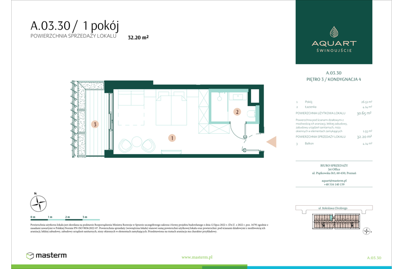 Apartament wakacyjny 32,20 m², piętro 3, oferta nr A/03/30