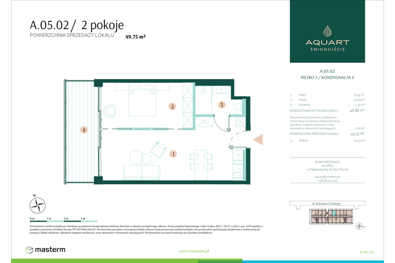 Apartament wakacyjny 49,75 m², piętro 5, oferta nr A/05/02