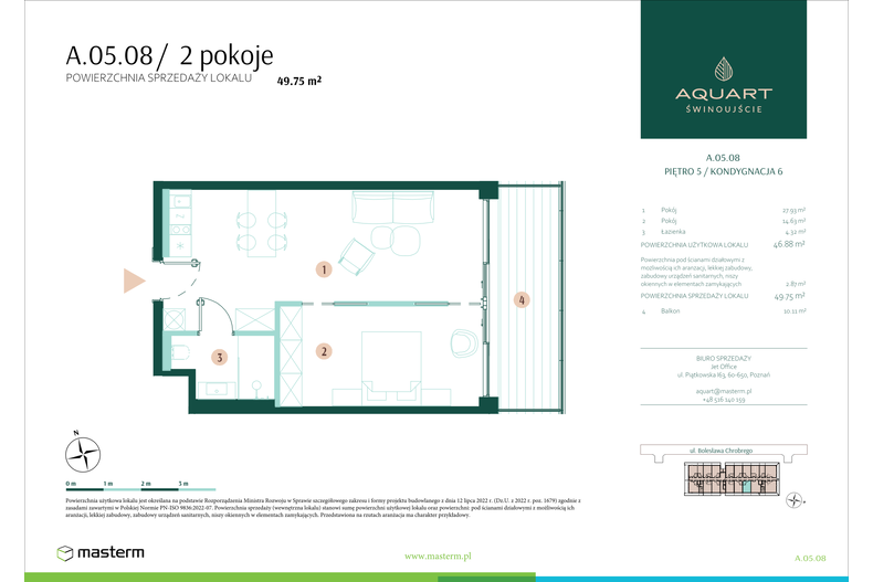 Apartament wakacyjny 49,75 m², piętro 5, oferta nr A/05/08