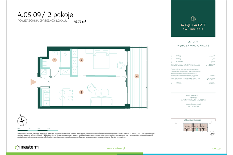 Apartament wakacyjny 49,75 m², piętro 5, oferta nr A/05/09