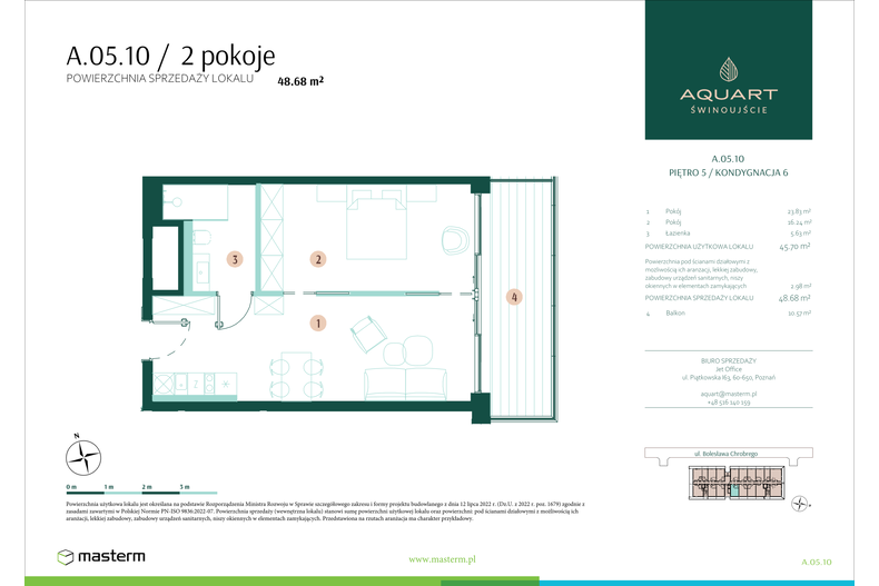 Apartament wakacyjny 48,68 m², piętro 5, oferta nr A/05/10