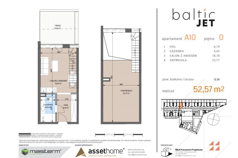 Apartament wakacyjny 52,57 m², parter, oferta nr A10