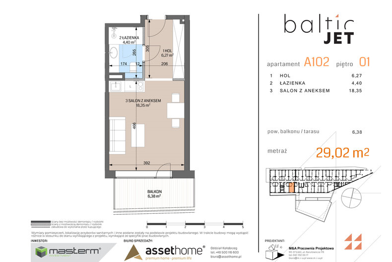 Apartament wakacyjny 29,02 m², piętro 1, oferta nr A102