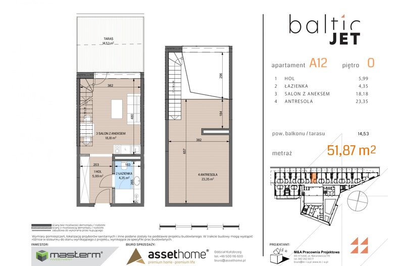 Apartament wakacyjny 51,87 m², parter, oferta nr A12