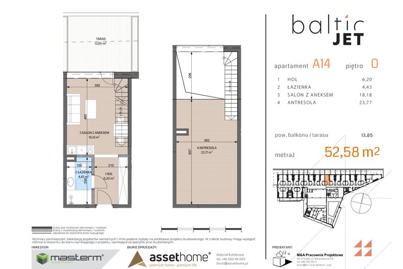 Apartament wakacyjny 52,58 m², parter, oferta nr A14