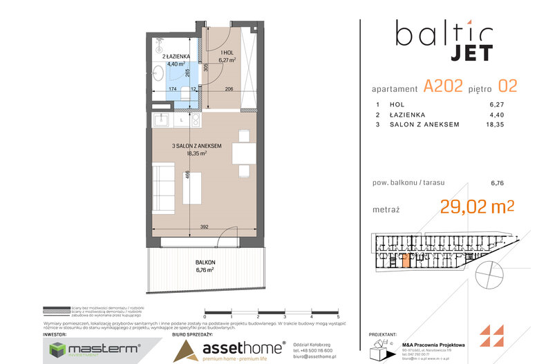 Apartament wakacyjny 29,02 m², piętro 2, oferta nr A202