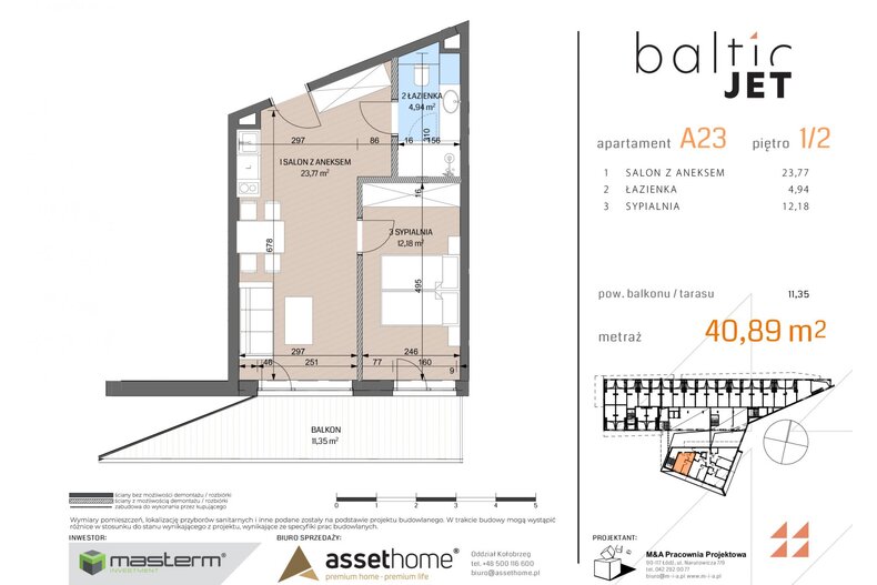 Apartament wakacyjny 40,89 m², parter, oferta nr A23