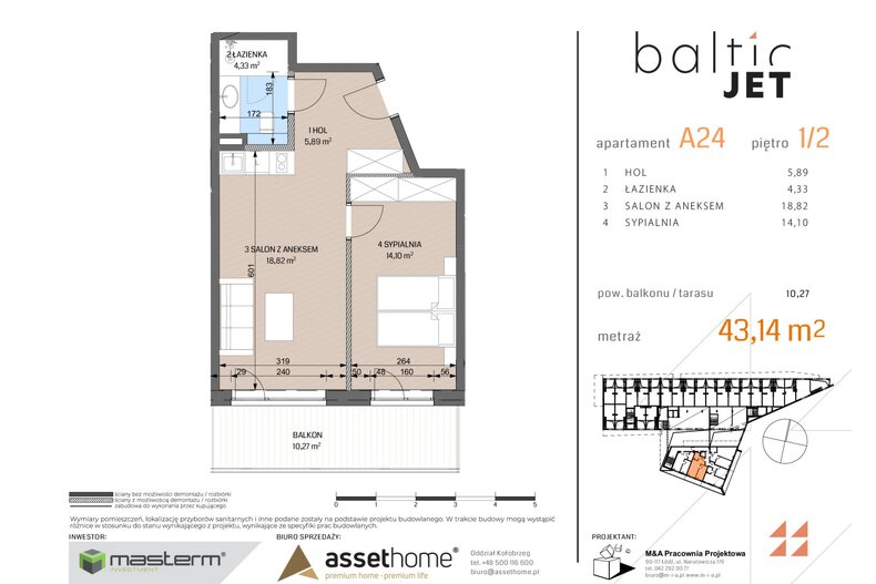 Apartament wakacyjny 43,14 m², parter, oferta nr A24