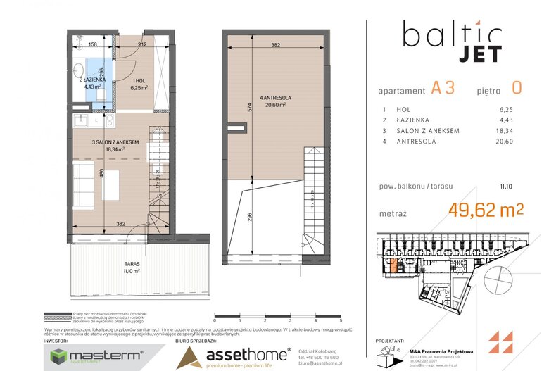 Apartament wakacyjny 49,62 m², parter, oferta nr A3