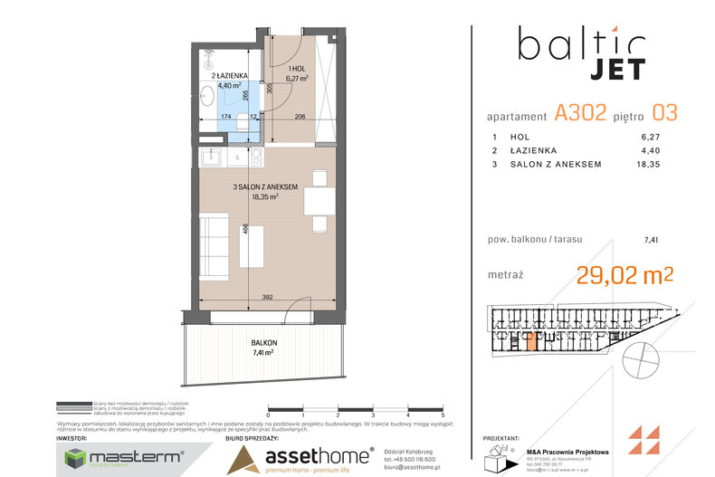 Apartament wakacyjny 29,02 m², piętro 3, oferta nr A302