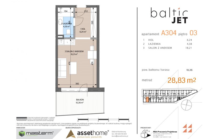 Apartament wakacyjny 28,83 m², piętro 3, oferta nr A304