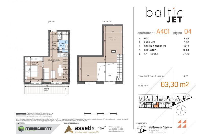 Apartament wakacyjny 63,30 m², piętro 4, oferta nr A401