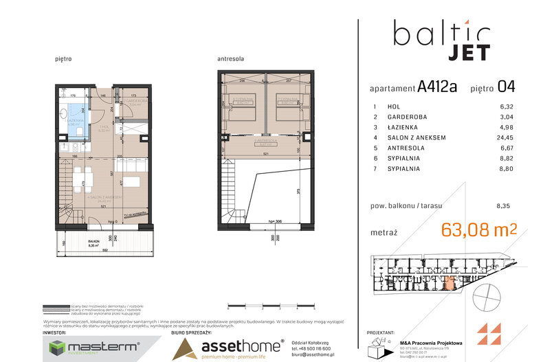 Apartament wakacyjny 63,08 m², piętro 4, oferta nr A412A