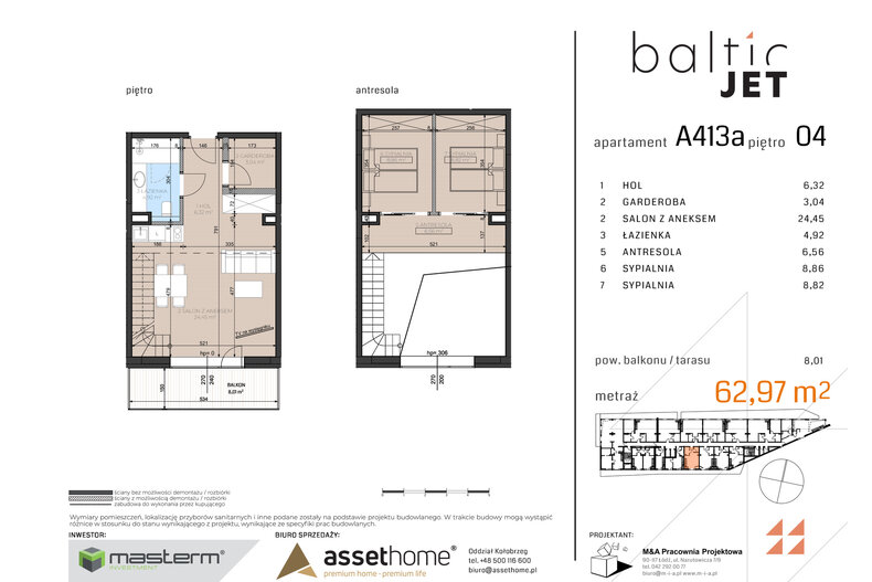 Apartament wakacyjny 62,97 m², piętro 4, oferta nr A413A