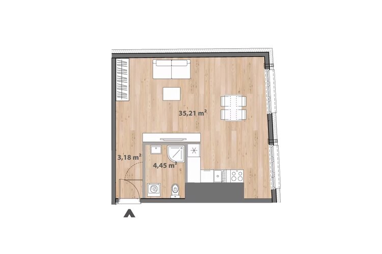 Mieszkanie 41,82 m², piętro 4, oferta nr A/G37-A.04.04