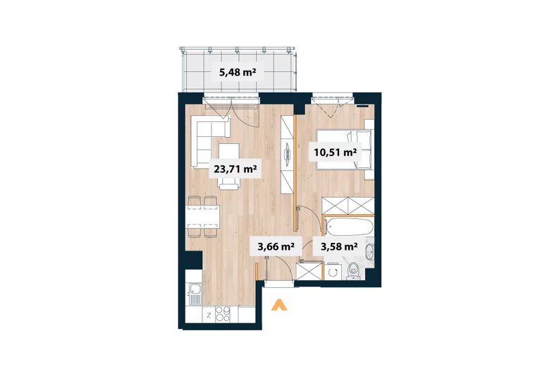 Mieszkanie 42,51 m², piętro 1, oferta nr A/Sok-B.01.01