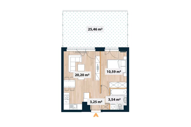 Mieszkanie 38,71 m², parter, oferta nr A/Sok-C.00.02
