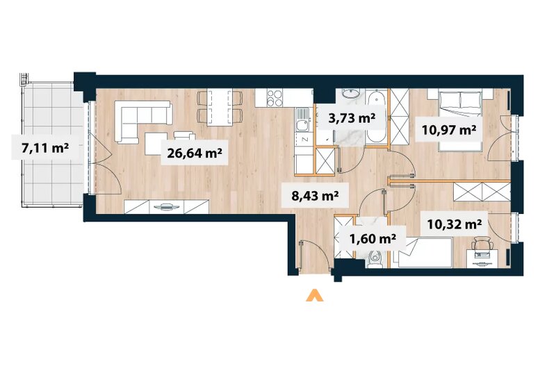Mieszkanie 63,92 m², piętro 1, oferta nr A/Sok-B.01.02