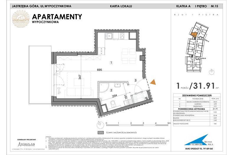 Apartament wakacyjny 31,91 m², piętro 1, oferta nr MN15