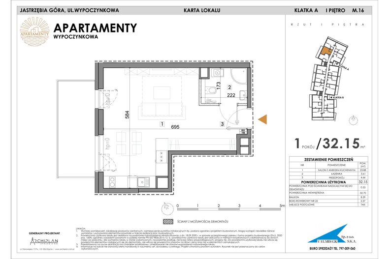 Apartament wakacyjny 32,15 m², piętro 1, oferta nr MN16