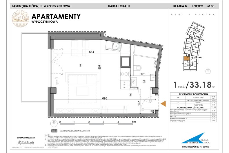 Apartament wakacyjny 33,18 m², piętro 1, oferta nr MN30