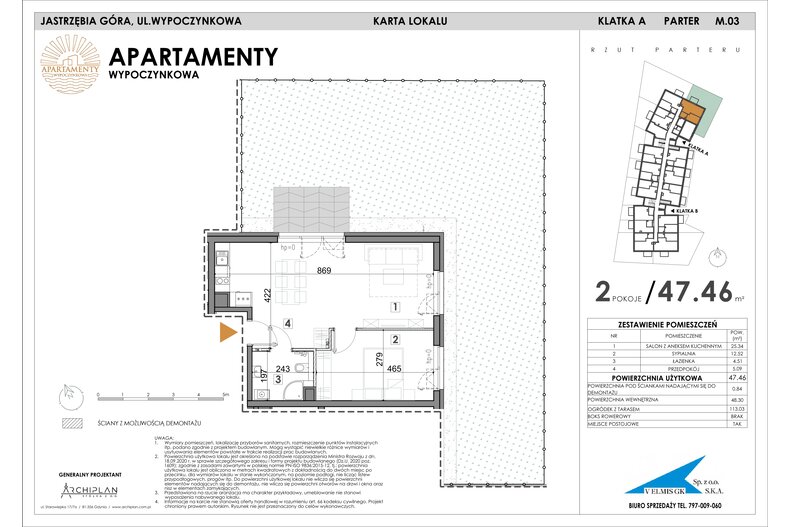 Apartament wakacyjny 47,46 m², parter, oferta nr MN03