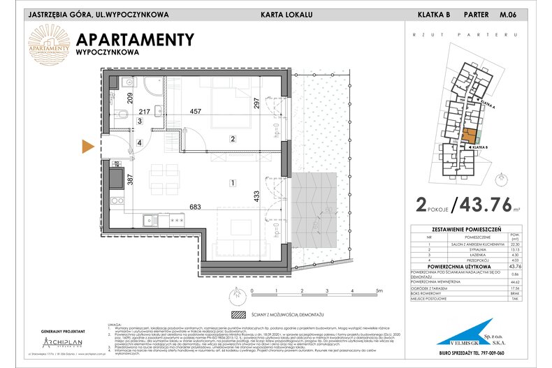Apartament wakacyjny 43,76 m², parter, oferta nr MN06