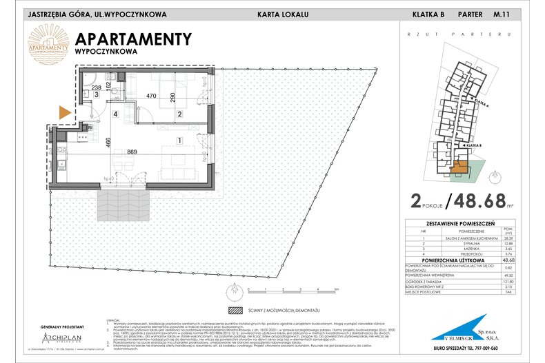 Apartament wakacyjny 48,68 m², parter, oferta nr MN11