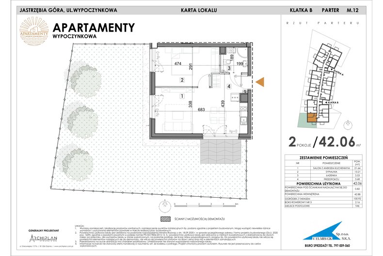 Apartament wakacyjny 42,06 m², parter, oferta nr MN12