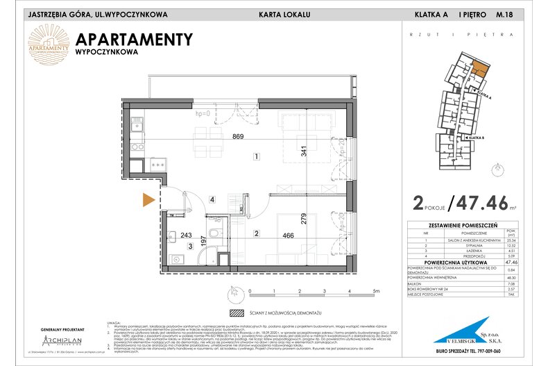 Apartament wakacyjny 47,46 m², piętro 1, oferta nr MN18