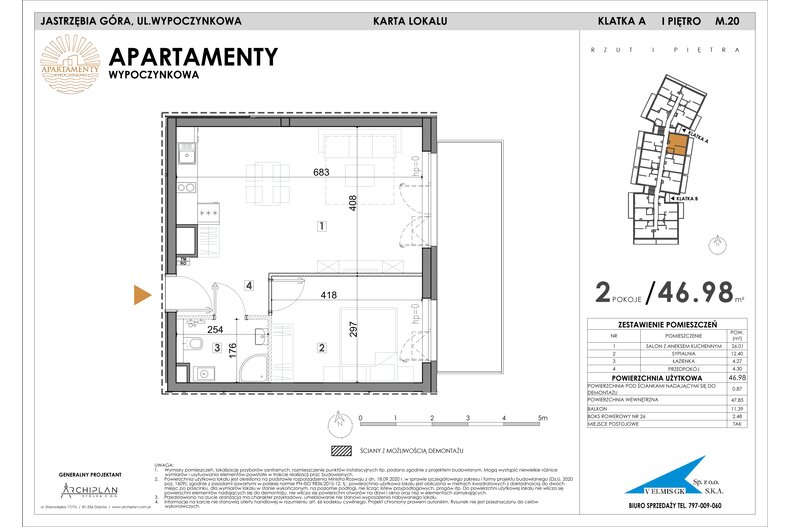 Apartament wakacyjny 46,98 m², piętro 1, oferta nr MN20