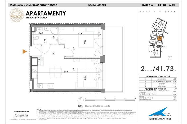 Apartament wakacyjny 41,73 m², piętro 1, oferta nr MN21