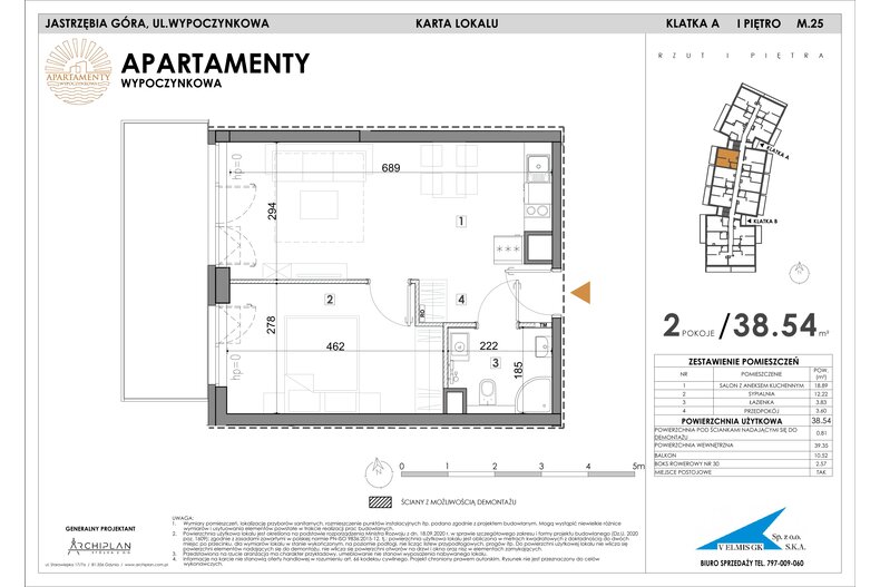 Apartament wakacyjny 38,54 m², piętro 1, oferta nr MN25