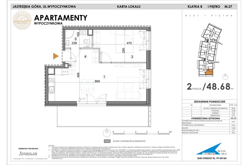 Apartament wakacyjny 48,68 m², piętro 1, oferta nr MN27