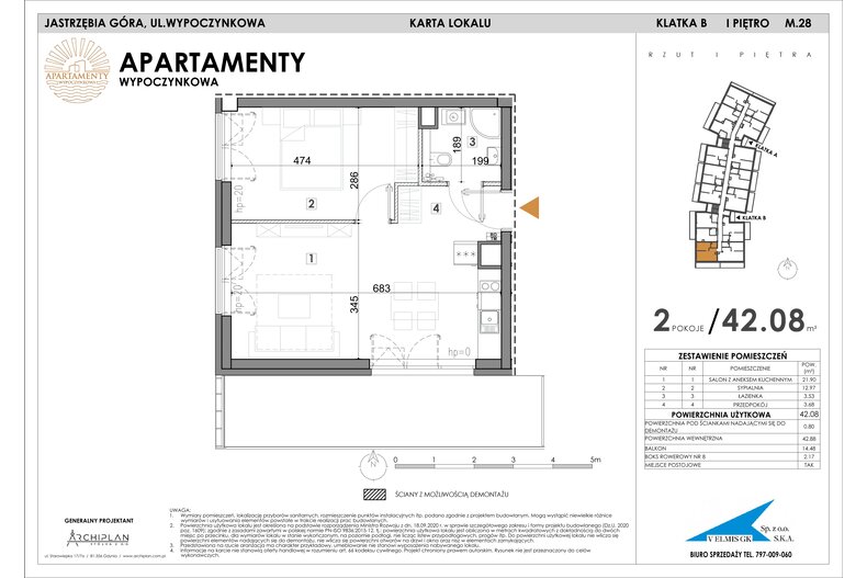 Apartament wakacyjny 42,08 m², piętro 1, oferta nr MN28