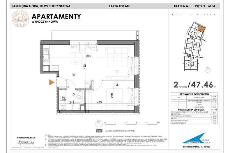 Apartament wakacyjny 47,46 m², piętro 2, oferta nr MN34