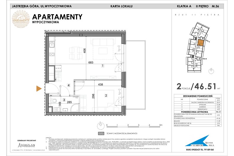 Apartament wakacyjny 46,51 m², piętro 2, oferta nr MN36