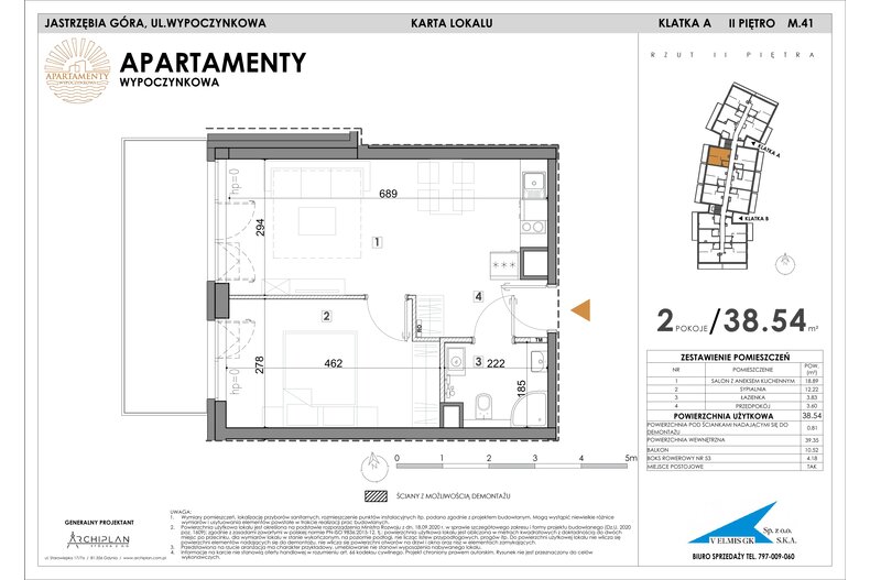 Apartament wakacyjny 38,54 m², piętro 2, oferta nr MN41