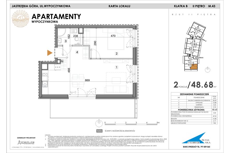 Apartament wakacyjny 48,68 m², piętro 2, oferta nr MN43