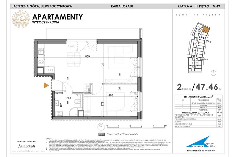 Apartament wakacyjny 47,46 m², piętro 3, oferta nr MN49