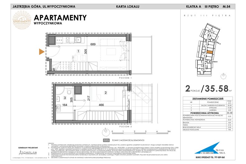 Apartament wakacyjny 35,58 m², piętro 3, oferta nr MN54