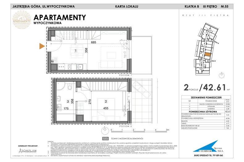 Apartament wakacyjny 42,61 m², piętro 3, oferta nr MN55