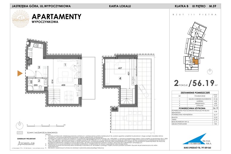 Apartament wakacyjny 56,19 m², piętro 3, oferta nr MN59