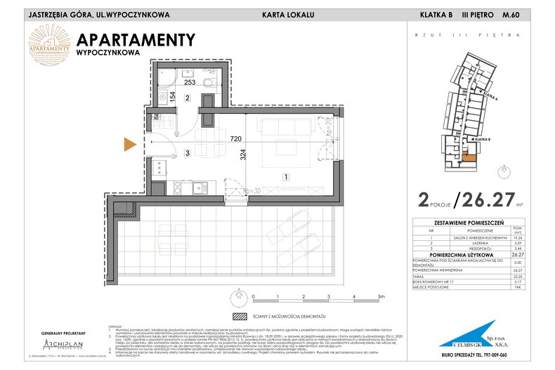 Apartament wakacyjny 26,27 m², piętro 3, oferta nr MN60