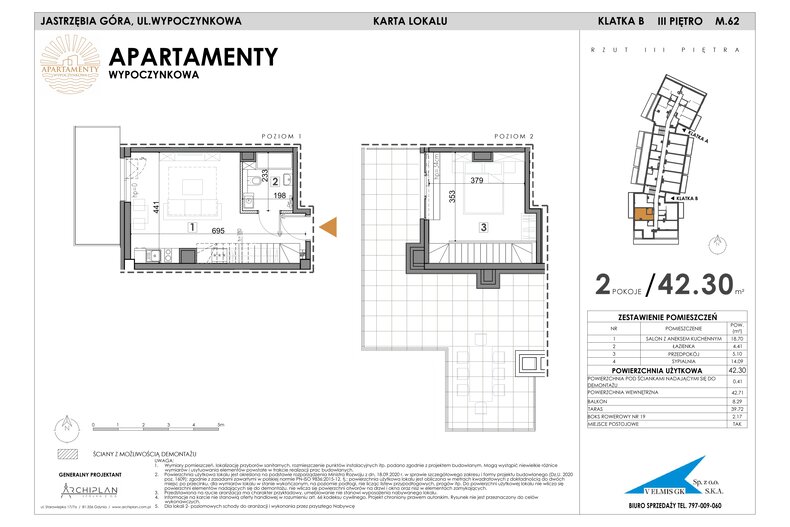 Apartament wakacyjny 42,30 m², piętro 3, oferta nr MN62