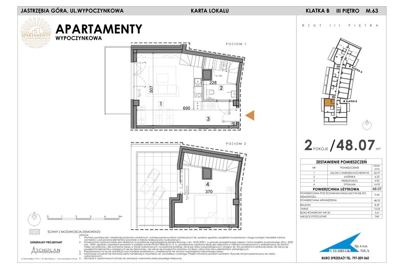Apartament wakacyjny 48,07 m², piętro 3, oferta nr MN63
