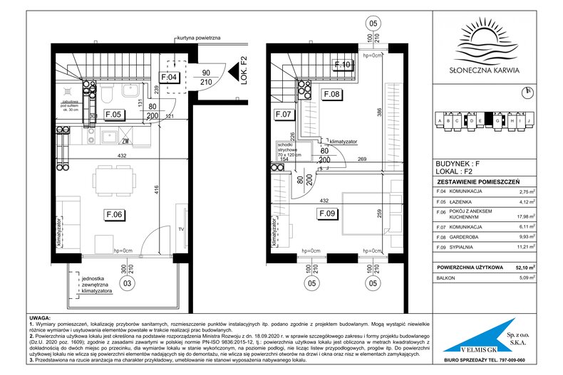 Apartament wakacyjny 52,10 m², piętro 1, oferta nr F2