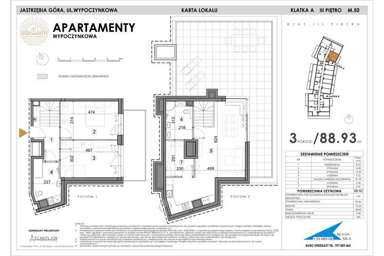 Apartament wakacyjny 88,93 m², piętro 3, oferta nr MN50